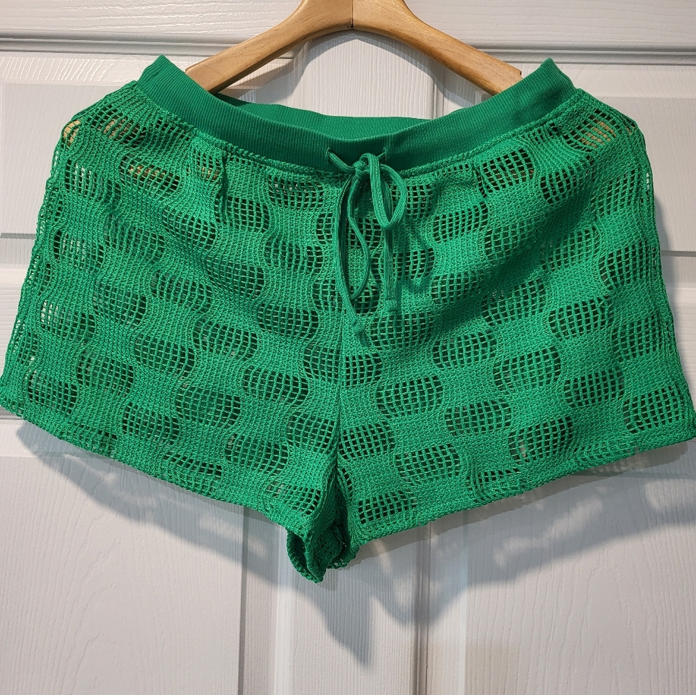 wild fable Green Crochet Swim Coverup Shorts- S